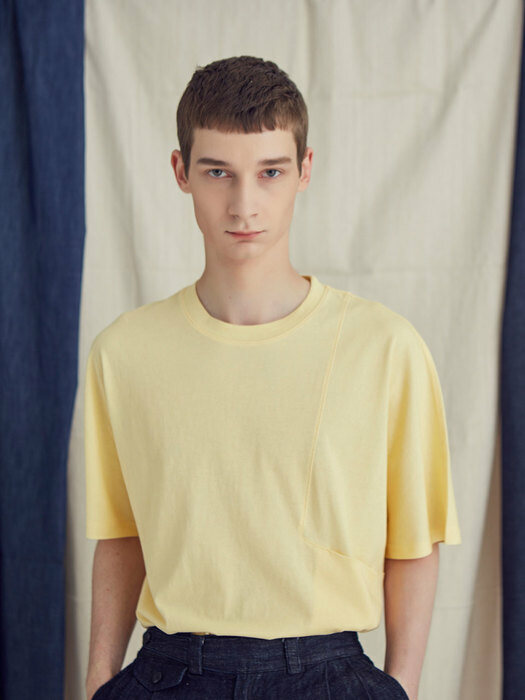 pigment dolman pocket T-shirts_yellow
