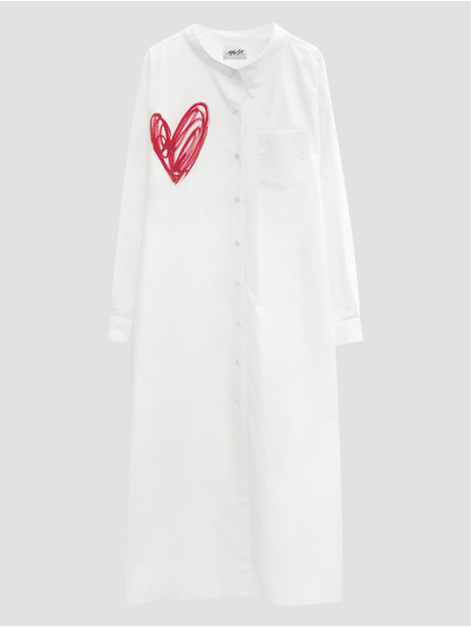 Scribble Heart Long Shirts Dress