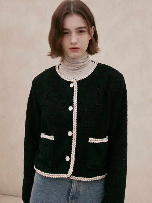 [단독기획]j001 wool-tweed line short jacket (black)