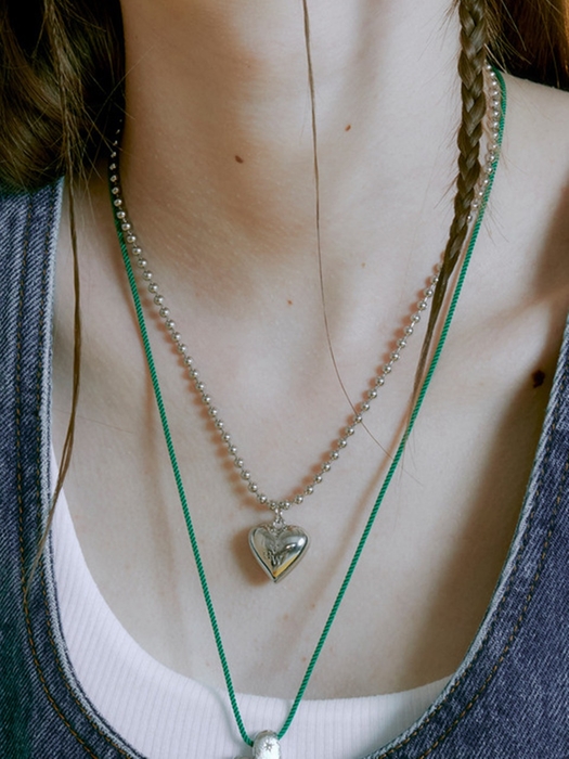 Heart Ball Chain Necklace_VH2313NE004B