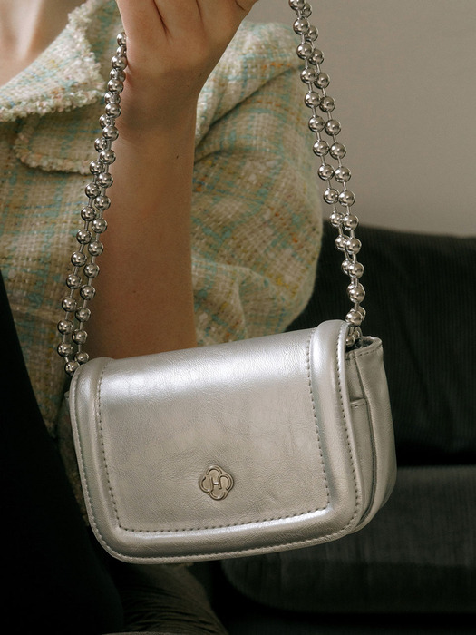 Poppy Chain Mini Bag_Silver