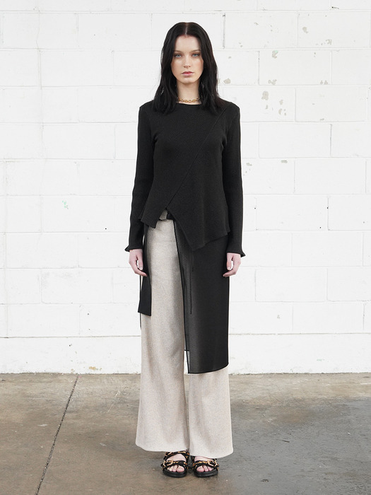 KARINA O-ring see-through layered skirt (BLACK)