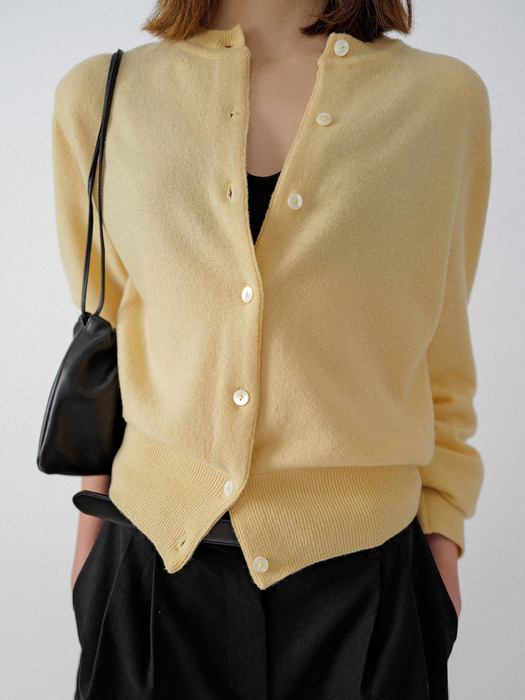 Emitt wool round cardigan (Yellow)