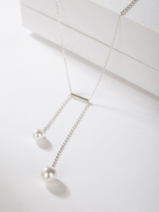 [SWAROVSKI PEARL][SILVER 925] ETERNEL WHITE  PEARL ``drop`` NECKLACE