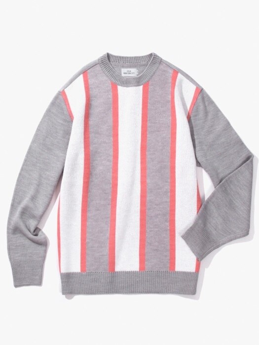 Vertical Striped Sweater - Grey