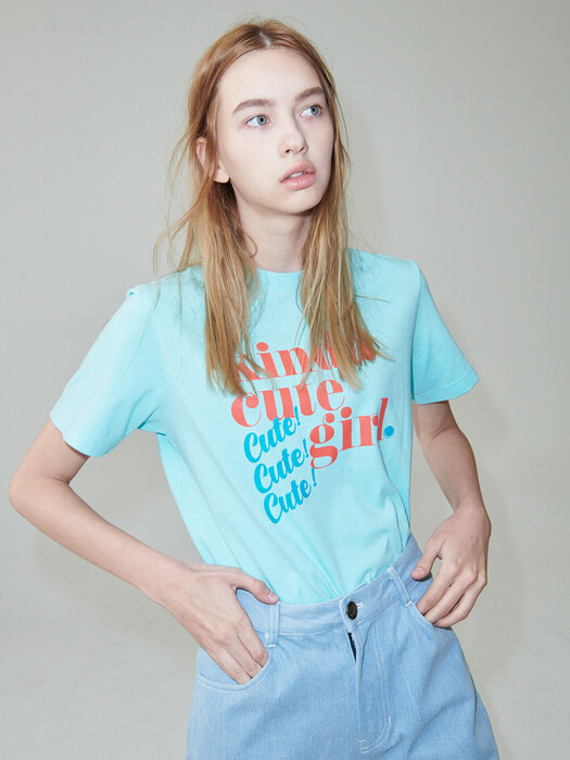 KINDA CUTE GIRL 티셔츠/스카이 블루