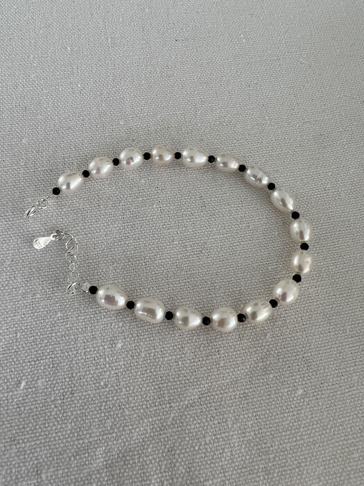 [925silver] Black pearl bracelet