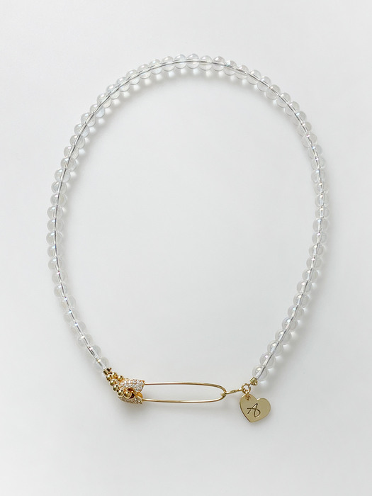 [단독]Safety pin quartz necklace (Gold)