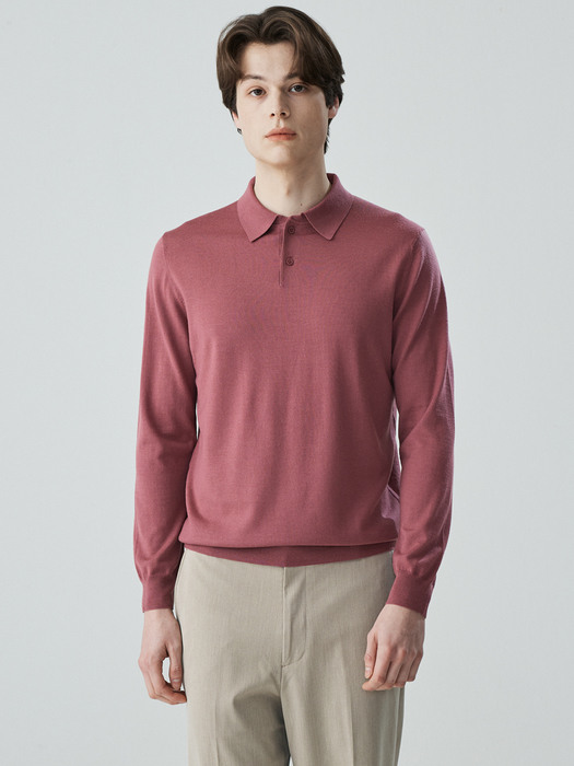 [Wool 100%] Basic shirt collar pullover_RED BEEN