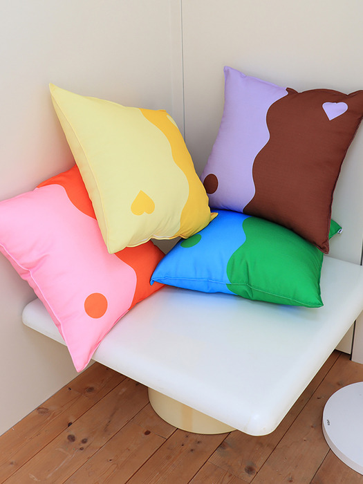 [솜포함] Heart yinyang cushion (4color)