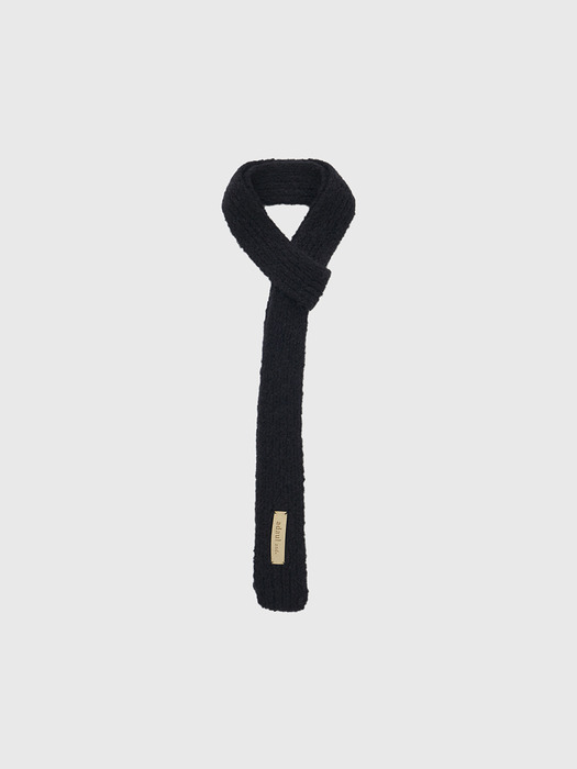 Thin long tie muffler - black
