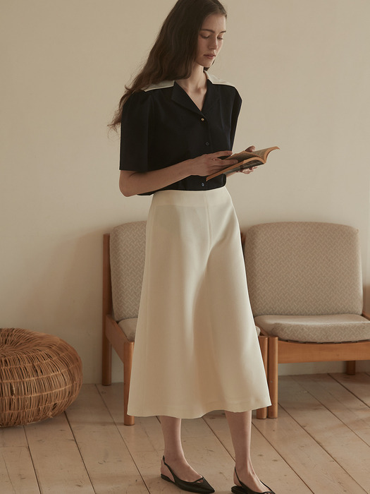 Tweed bell line skirt - Cream