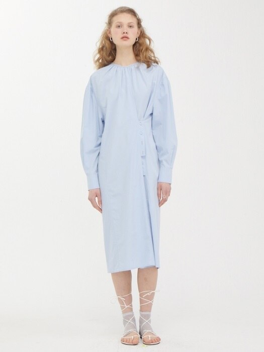 Two way Button Dress_Light Blue