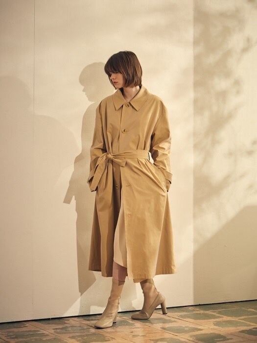 Belted cotton-canvas trench coat / 코튼 컨버스 트렌치 코트