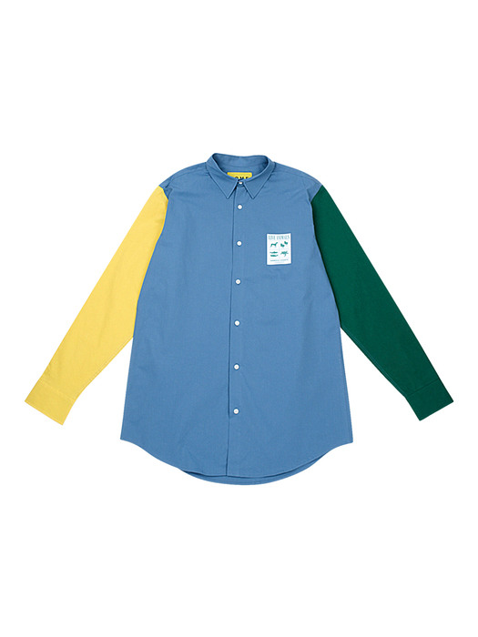 [UNISEX] Colour-Block Shirt (Blue)