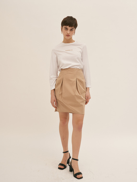 Pleated Mini Skirt - Beige