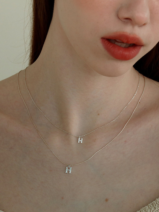 silver initial cubic necklace