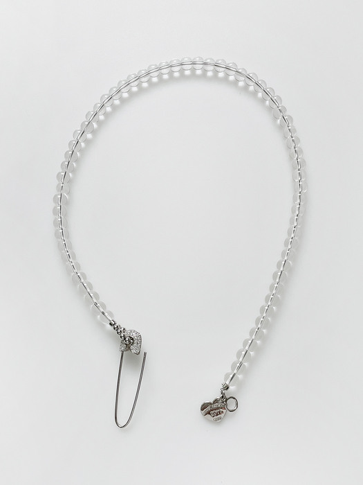 [단독]Safety pin quartz necklace (Silver)