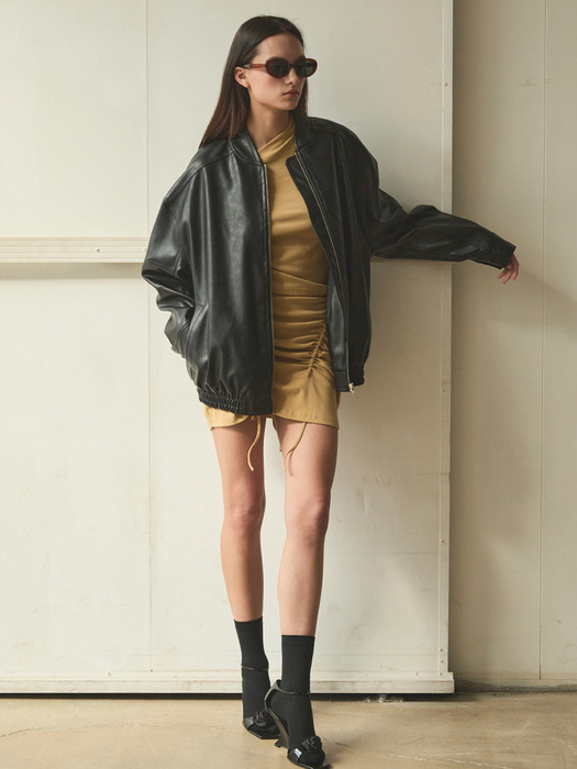 OVER-FIT LEATHER BLOUSON JACKET
