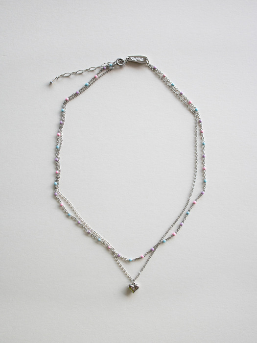 Pastel cream ball layered surgical chain necklace