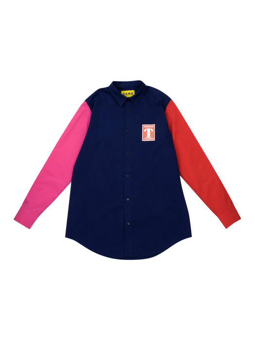 [UNISEX] Colour-Block Shirt (Navy)