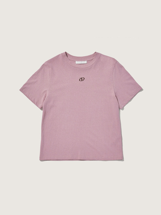 심볼 로고 베이지 숏슬리브 티셔츠 핑크