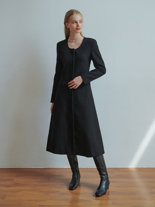 Lowell belted tweed dress (black)