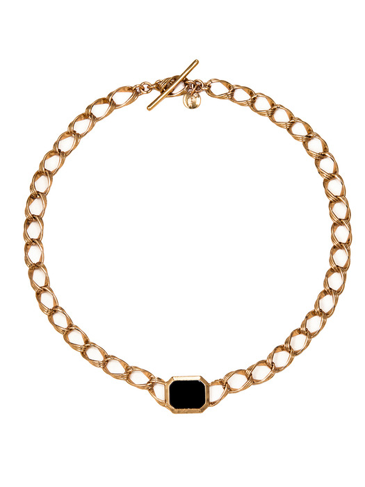 Onyx Signet Chain Necklace