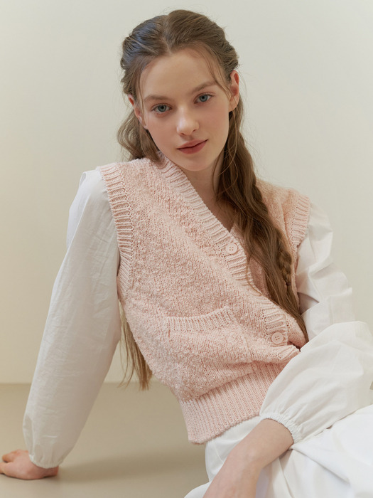 Candy floss knit vest (pink)