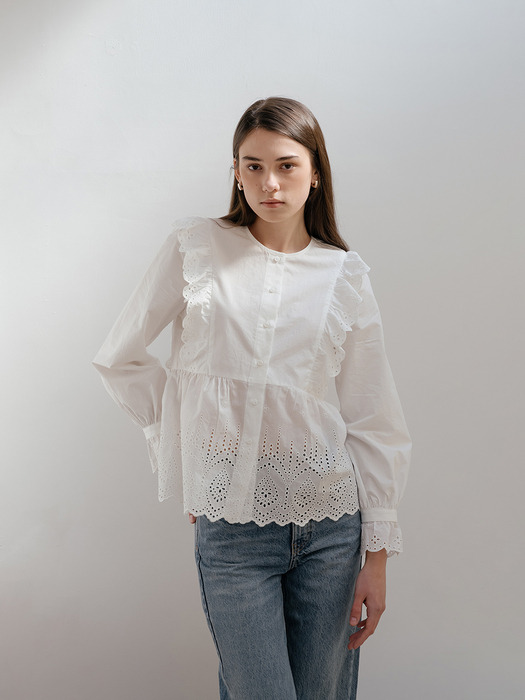 White Lace Trim Shirt