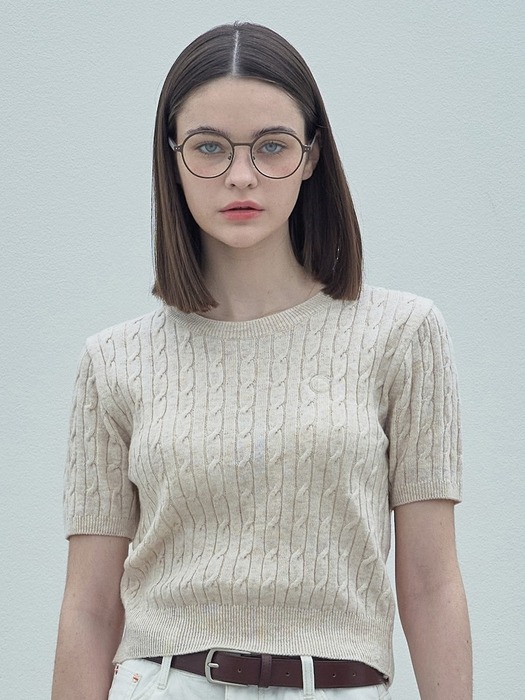 Cable Half Knit Ts_Beige