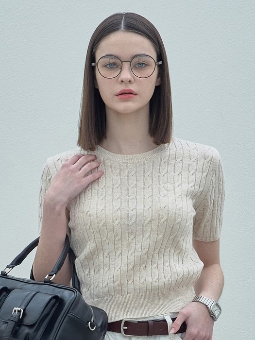 Cable Half Knit Ts_Beige