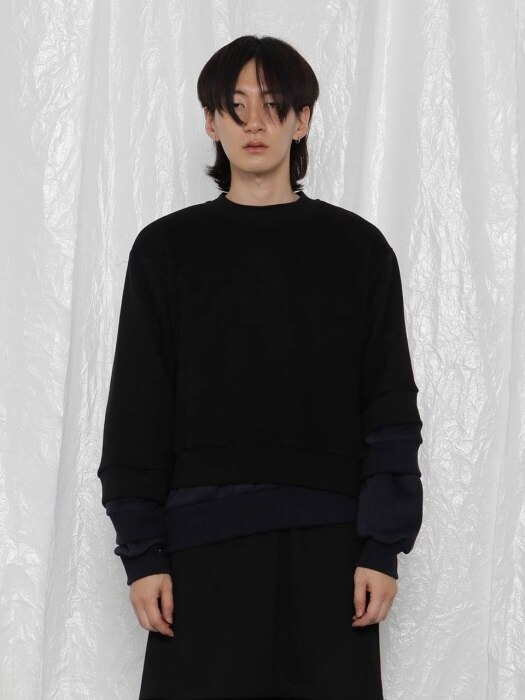 [UNISEX]R TRIPLE HEM LAYERED SWEATSHIRT