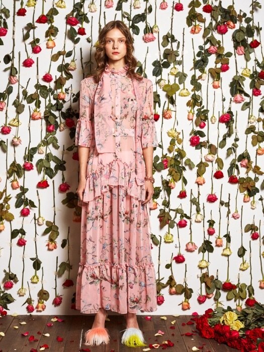 Aesop Printed Chiffon Long Dress