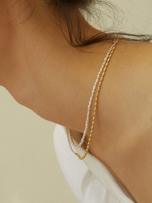 Pearl&oval chain necklace(펄앤오발체인목걸이)