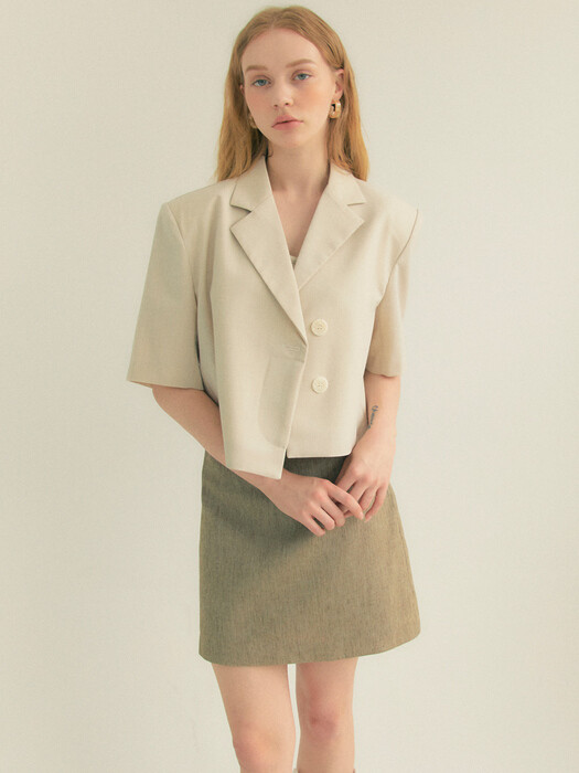 Linen Basic Skirt (Khaki)