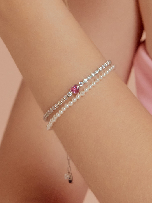 (SET) Pearl and Color Cubic jewel Bracelet SE0161