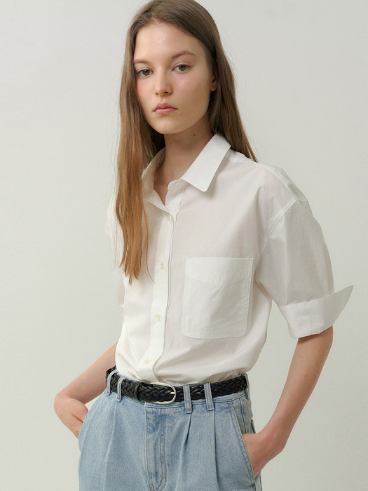 boxy cotton pocket shirt (white)