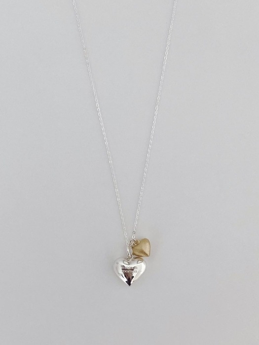 Double heart long necklace