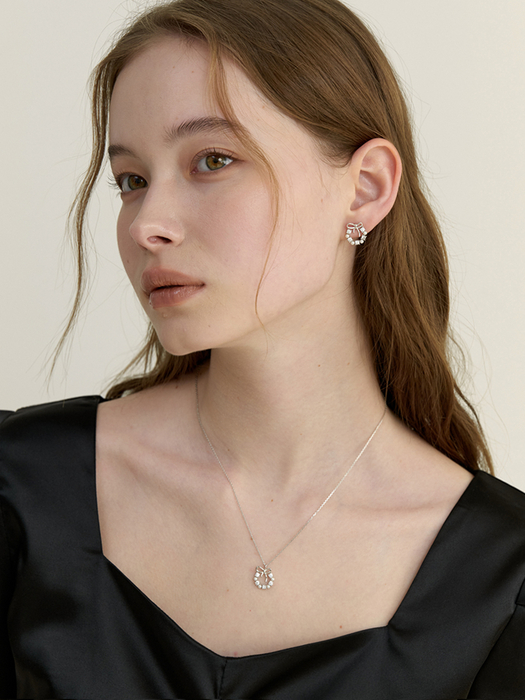 [단독][SET] ribbon heritage earring & necklace - silver