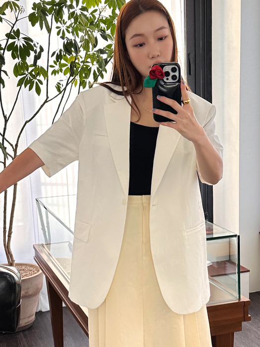 Half sleeve single jacket - Off white