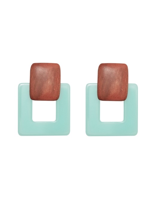 Clear Square Earring(mint)
