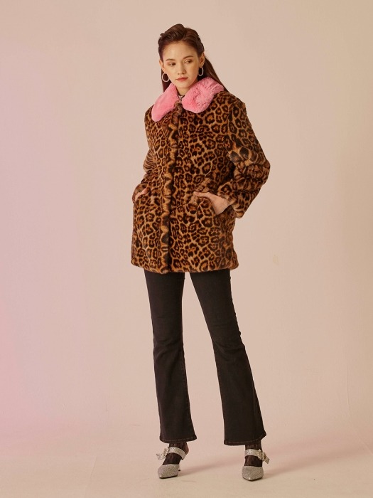 19F LEOPARD COLLARED COAT(레오파드 카라배색 코트)_pink