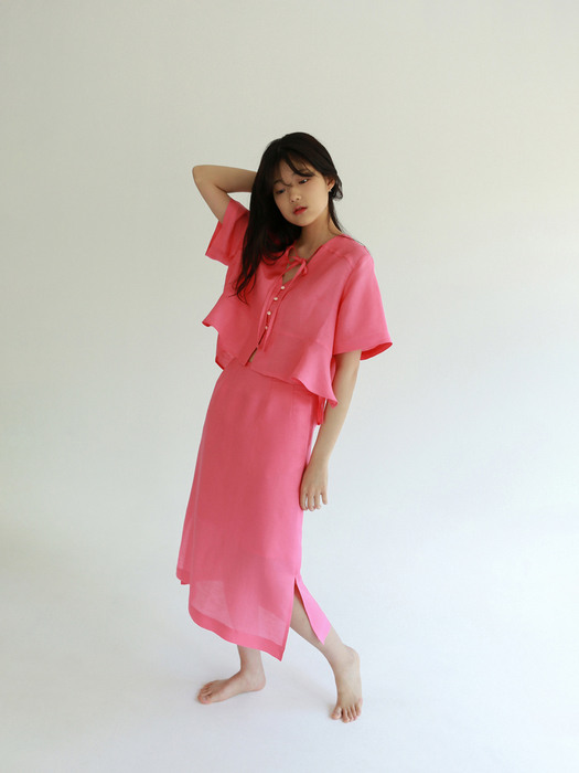 A-line Midi Skirt, pink