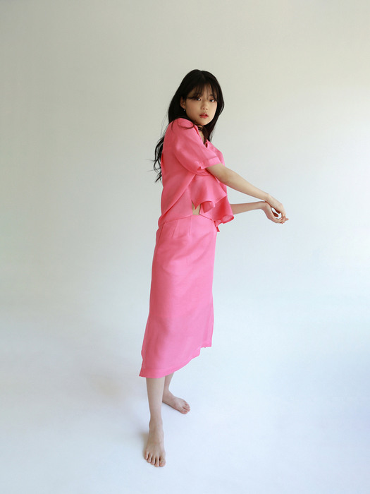 A-line Midi Skirt, pink