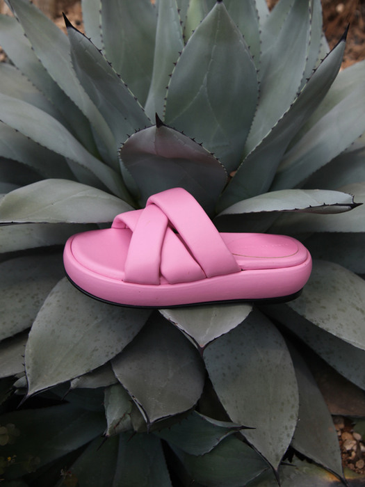 Sia Flatform Sandals Leather Pink