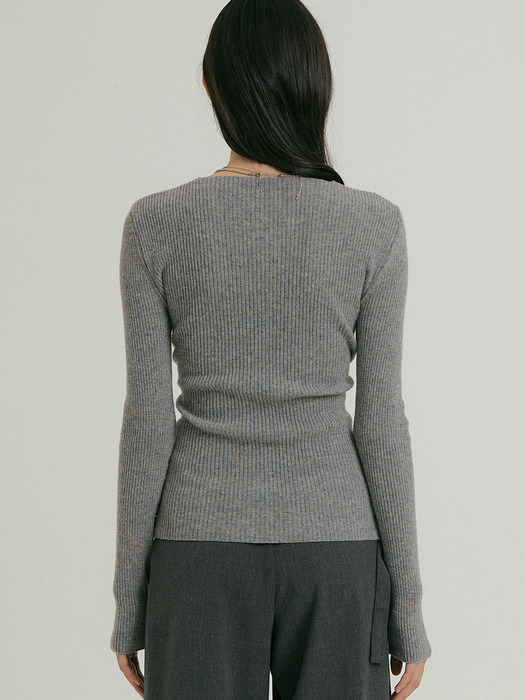 comos 765 cross V-neck knit (melange gray)