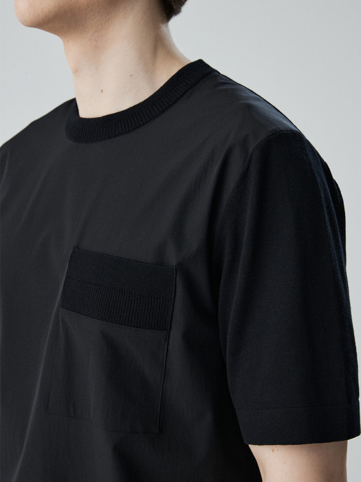 [23SS_2nd]Woven Mix pullover_BLACK(BK)