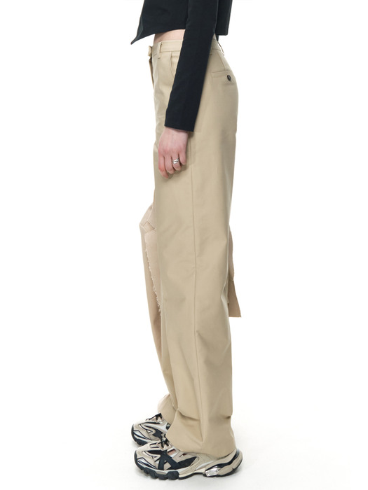 Lowrise straight pants (Beige)