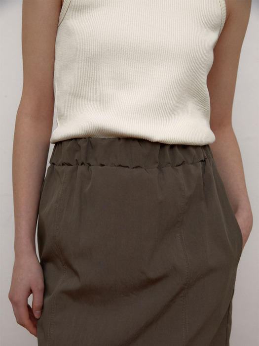 Nylon Banding Skirt (Light Brown)